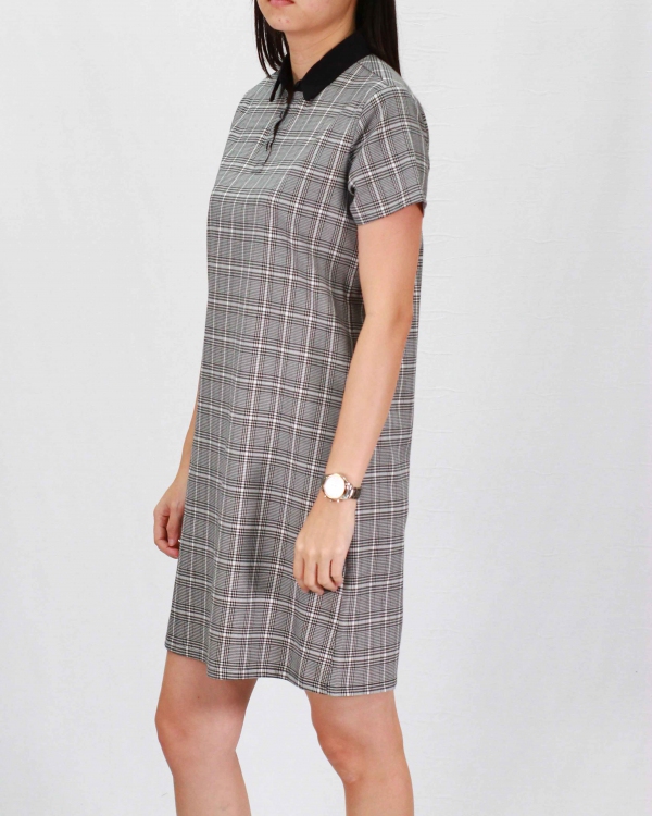 RAINE COLLARED SHORT SLEEVE DRESS IN BLACK - DRESSES - WOMEN