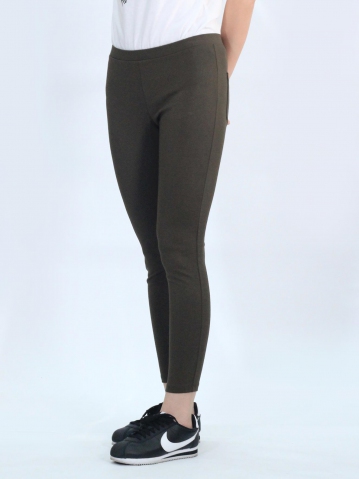 OLLIE KNITTED LONG JEGGING IN DARK ARMY