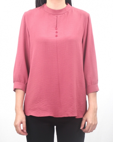 BRITNEY STAND COLLAR 3/4 SLEEVE BLOUSE   IN RED