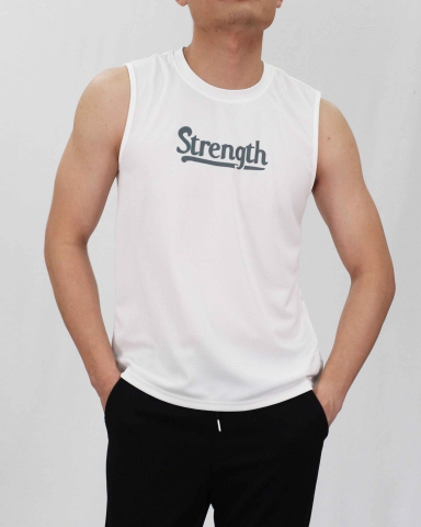 SCOTT STRENGTH MICROFIBER MUSCLE TEE IN OFF WHITE