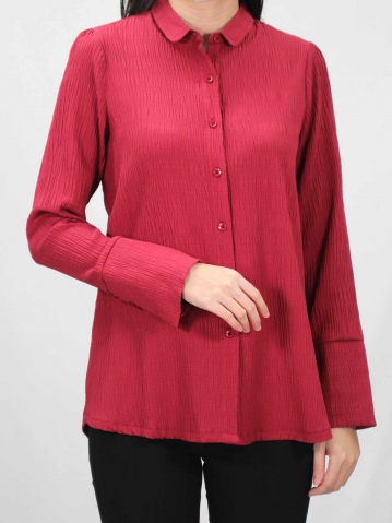 ASHLEY COLLARED LONG SLEEVE BLOUSE IN BRICK
